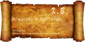 Krajczár Bálint névjegykártya